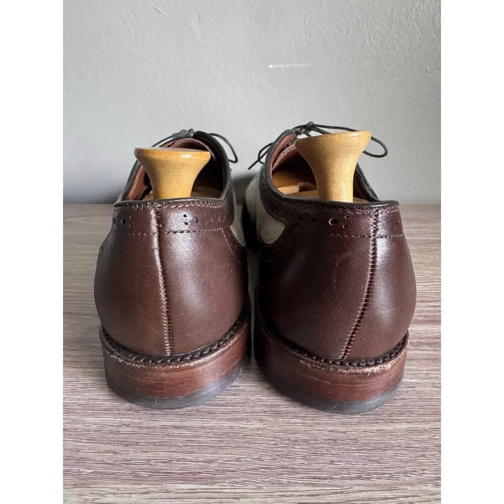 Mens Allen Edmonds Strawfut Brn Leather/Linen Spectator OXFORD DRESS Shoes 11 D